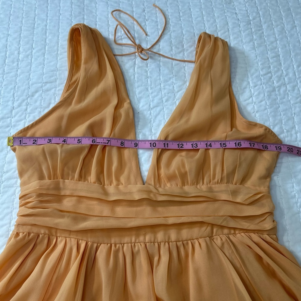Abercrombie & Fitch Orange V-Neck Mini Fit and Flare Open Back Dress in Size L - Picture 10 of 15